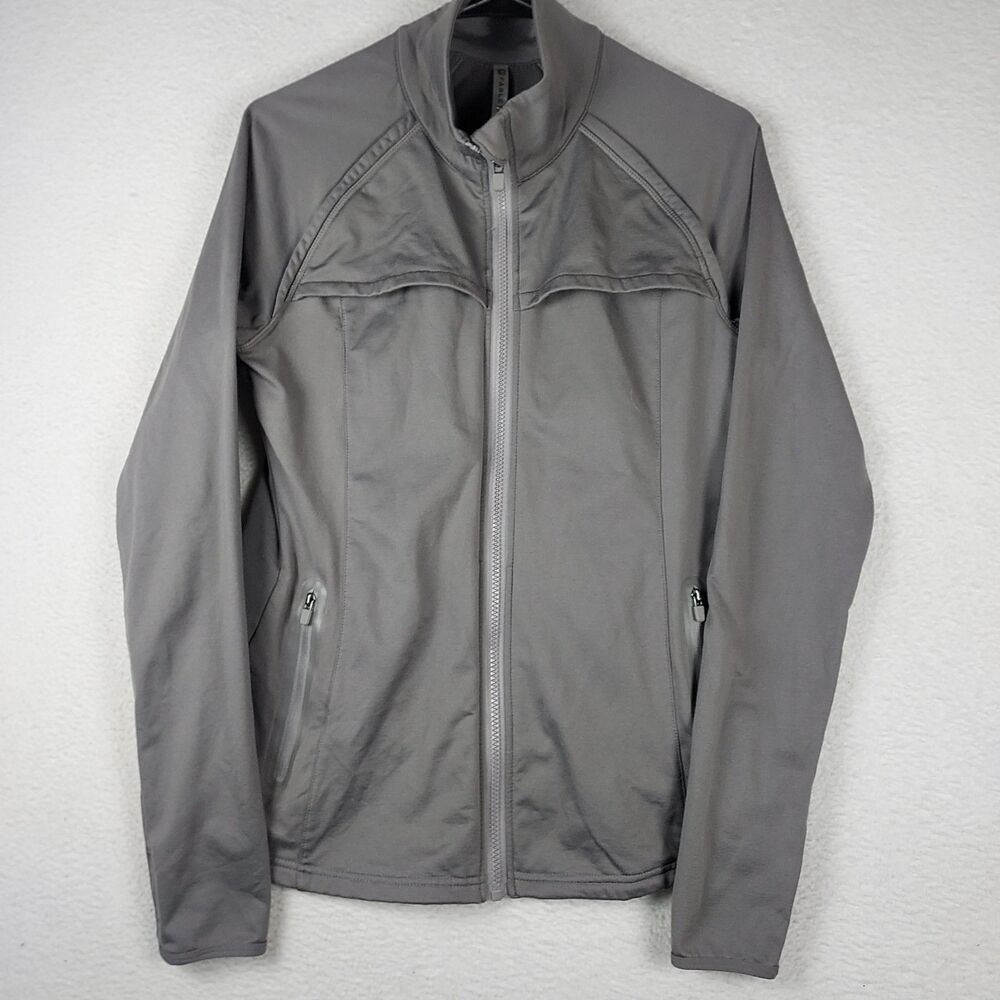 Fabletics Gray Performance Jacket Womens Medium Slim Fit Full Zip Athletic